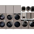 Multiple Modern Design Washing Machine Models Arranged In Row 3d model