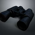 Stunning Scenic Mountain Landscape Observed Through Black Binoculars in Natural Outdoor Setting