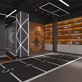 Modern Fitness Studio Interior With Wooden Flooring Gray Walls Ceiling Lights Mirrors And Fitness Balls