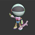 Cute White Robot Character Waving Hand With Wrench In 3D Rendering 3d model