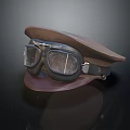 Classic Brown Leather Aviator Hat With Vintage Goggles Retro Design Accessory