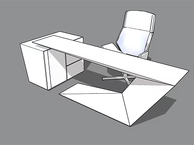 Modern Minimalist Office Desk With Clean Lines Ergonomic Chair And Storage Drawers 3d model