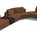 Modern Brown L shaped Sectional Sofa With Wooden Side Table 3d model
