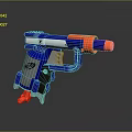NERF Toy Gun With Blue White Body And Orange Nozzle Grip Design