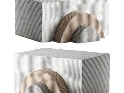 Modern Striped Fabric Doll Featuring Curved Decor And Neutral Color Tones 3d model