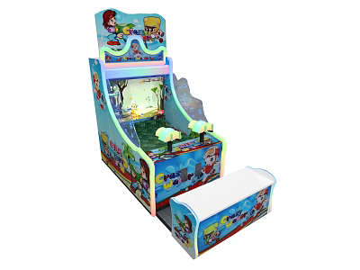 Colorful Kids Arcade Entertainment Machine With Cartoon Character Design Interactive Game Console And Seating 3d model