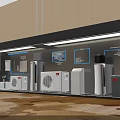 Modern Showroom Display With Green Plant Wall And Air Conditioner Units