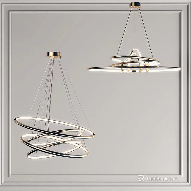 Modern Circular Ring Chandelier with LED Lights and Metal Frame for Stylish Interior Decor 3d model 