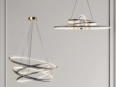 Modern Circular Ring Chandelier with LED Lights and Metal Frame for Stylish Interior Decor 3d model
