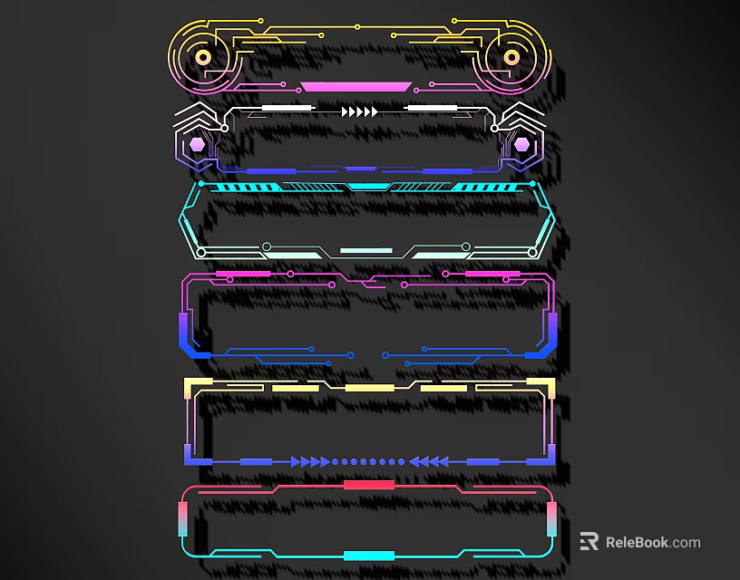 Abstract Colorful Layered Geometric Lines in Modern Futuristic Art Design 3d model 