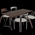 Modern Minimalist Dining Table With Rectangular Wooden Top And Four Chairs 3d model