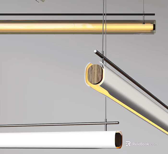 Elegant Modern Chandelier With Gold Frame Wooden Accents And Metal Structural Details 3d model 