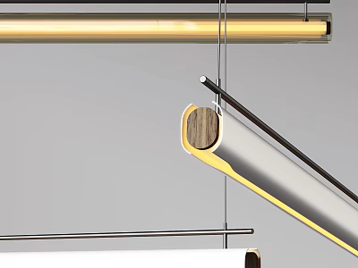 Elegant Modern Chandelier With Gold Frame Wooden Accents And Metal Structural Details 3d model