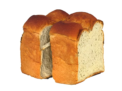 Sliced Golden Brown Homemade Bread with Fluffy White Interior and Fresh Texture 3d model