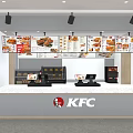 KFC Restaurant Kitchen Area With Order Counter And Menu Boards 3d model