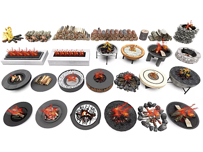 Garden Decor Pieces Featuring Outdoor Fire Pits Bowls And Various Flame Designs 3d model