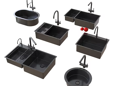 Black Kitchen Sinks With Faucets Various Styles For Modern Kitchen Use 3d model