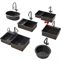 Black Kitchen Sinks With Faucets Various Styles For Modern Kitchen Use 3d model