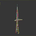 Colorful Transmission Tower Model With Red Green Yellow Blue And Complex Structure