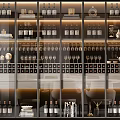 Luxurious Wine Cabinet With Multiple Wine Bottles Glassware Shelves And Decorative Elements 3d model