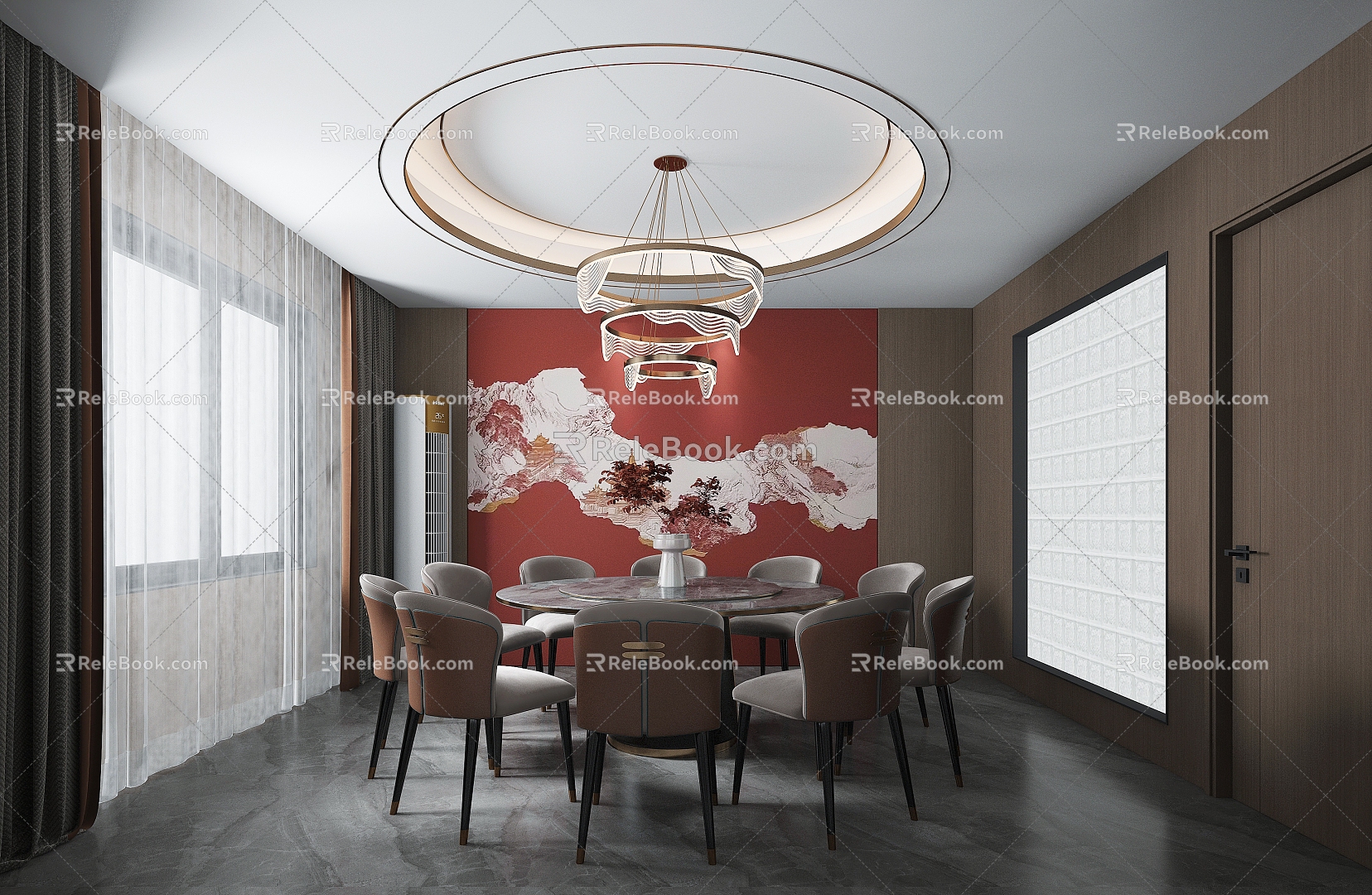 Xinzhong Hotel Restaurant Round Table 3d model