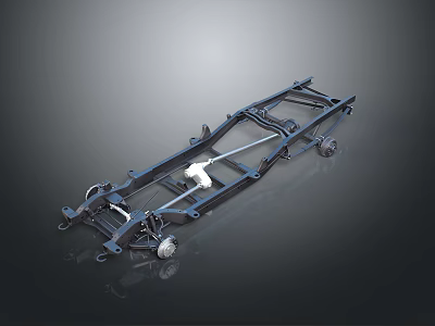 High Quality Car Chassis Components Featuring Frame Structure Suspension System and Wheels 3d model