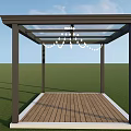 Outdoor Garden Gazebo With Wooden Deck Metal Frame And Roof Structure