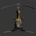 Yellow Aerospace Vehicle With Long Rotor Blades For Space Exploration Missions