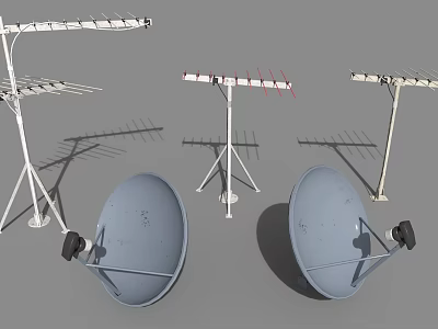 Industrial Satellite Communication Equipment With Multiple Dish Shaped Receivers And Metal Stands 3d model