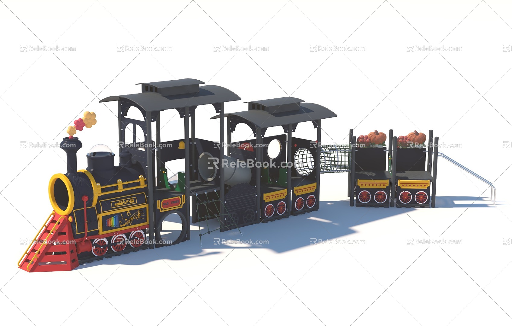 Train Steam Train Amusement Park Children's Park Slide Playground Crawl 3d model