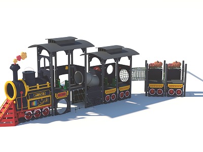 Train Steam Train Amusement Park Children's Park Slide Playground Crawl 3d model