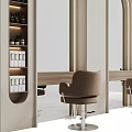 Elegant Beauty Salon Interior With Arch Mirrors Comfortable Chairs And Decorative Walls