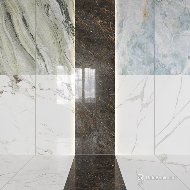 Modern Interior Design Featuring Various Marble Floor Tiles With Rich Textures 3d model