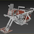 Futuristic Mechanical Motorcycle Featuring Red Black Color Metal Frame And Spring Suspension Design
