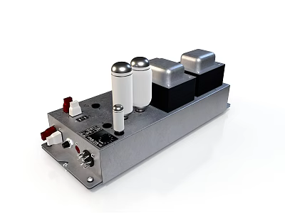 Electronic Audio Appliance Vintage Tube Amplifier With Silver Case And Vacuum Tubes 3d model