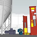 Industrial Equipment Facility With Large Storage Silos Metal Structures And Mechanical Parts