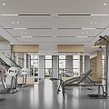 Modern Fitness Gym Interior With Spin Bikes Treadmills And Natural Light