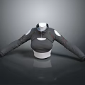 Functional Gray White Shoulder Pads Zip Front Top Daily Wear Mannequin