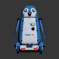 Blue Mechanical Robot Penguin With Abbey 07 Label Wheels And Shiny Reflective Base Design