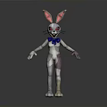 3D Rendered Robot Rabbit With Metallic Silver Body Blue Bow Tie And Red Eyes