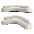 Beige Irregular Shape Sofa With Soft Velvet Upholstery Modern Curved Design