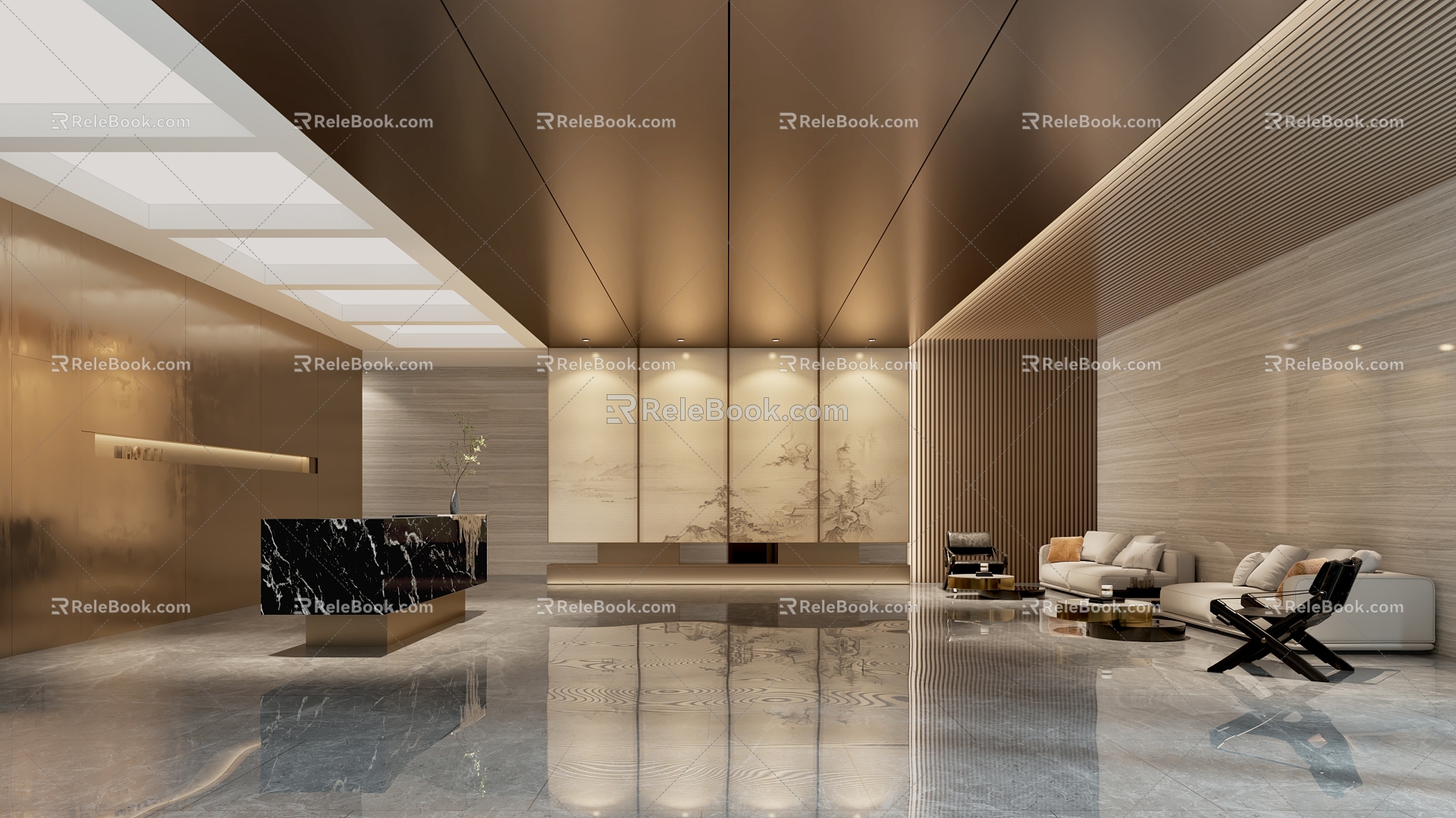 Modern Hotel Lobby 3d model