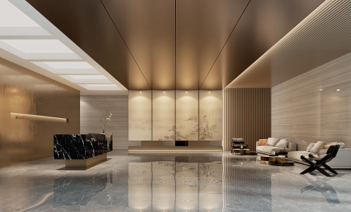 Modern Hotel Lobby 3d model