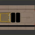 Industrial Equipment with Light Brown Main Body Yellow Control Panel Black Modules and Red Indicators
