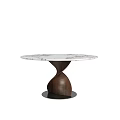 Round Marble Dining Table With Twisted Wooden Base And Modern Design 3d model