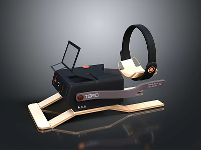Sci Fi Futuristic VR Headset Featuring Headphones Display Screen And Stand 3d model
