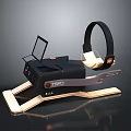 Sci Fi Futuristic VR Headset Featuring Headphones Display Screen And Stand 3d model