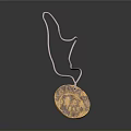 Golden Sun Pattern Pendant with Pink Cord as Daily Lifestyle Accessory