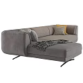 Modern Gray Modular Casual Sofa Set With Cozy Pillows And Soft Blanket