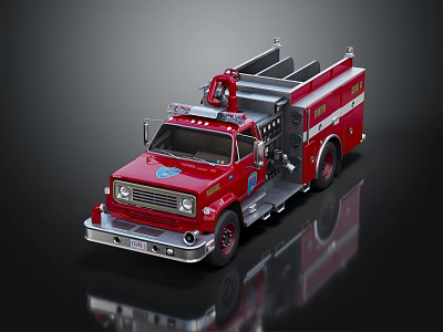 Red Fire Truck With Ladder And Emergency Equipment For Rescue Operations 3d model